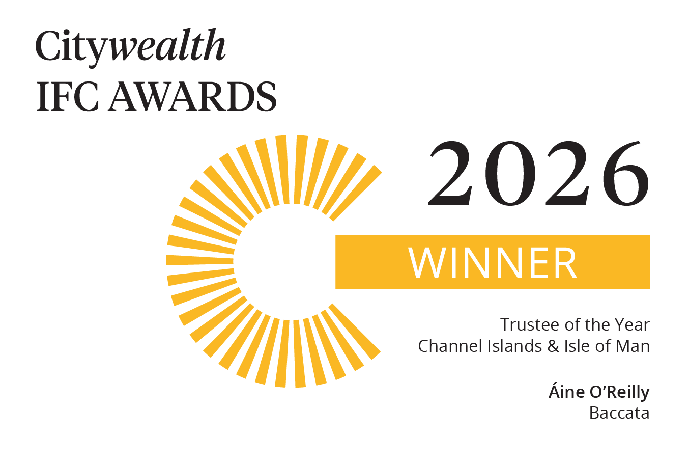Áine O’Reilly Named Trustee of the Year CI and IOM 2026 City Wealth IFC Awards